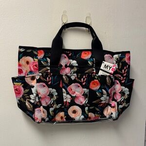 Floral Women's Tote Bag - Black and Pink